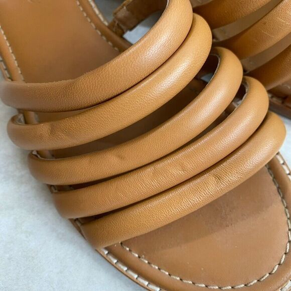 Madewell Sandals Sz 6.5‎ Addie Cognac Leather Slide Flat Minimalist Casual Boho - Picture 8 of 12